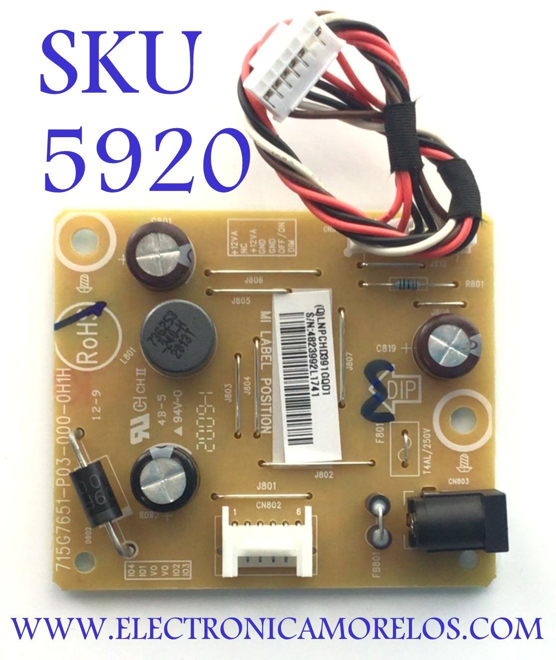 FUENTE PARA MONITOR DELL / NUMERO DE PARTE LNPCHD391GQD1 / 715G7651-P03-000-0H1H / PANEL LM238WF4 (SS)(G1)